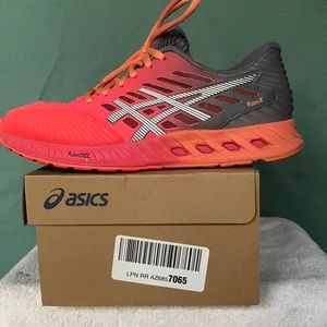 ASICS Fuse X bright coral and gray running shoes